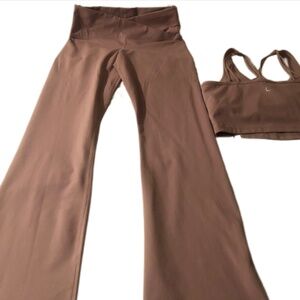 Calvin Klein Performance Women’s Crossover Waist Flare Leggings and V-neck top